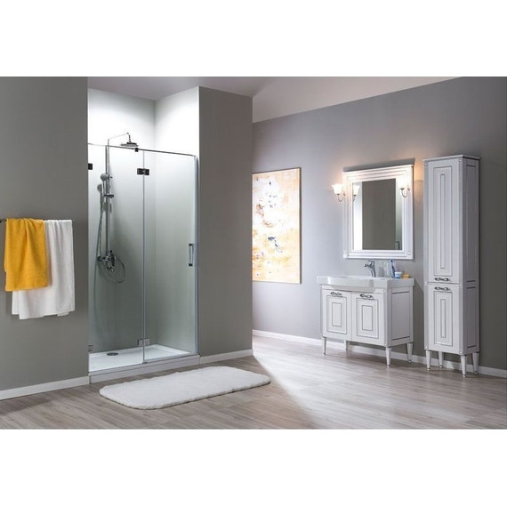 Пенал напольный Aquanet Паола 40 см 181770, белый/серебро - фото 6