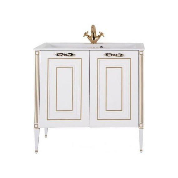 Тумба напольная с раковиной Aquanet Паола 90 см 186116, белый/золото - фото, картинка 5 Тумба напольная с раковиной Aquanet Паола 90 см 186116, белый/золото - фото 5