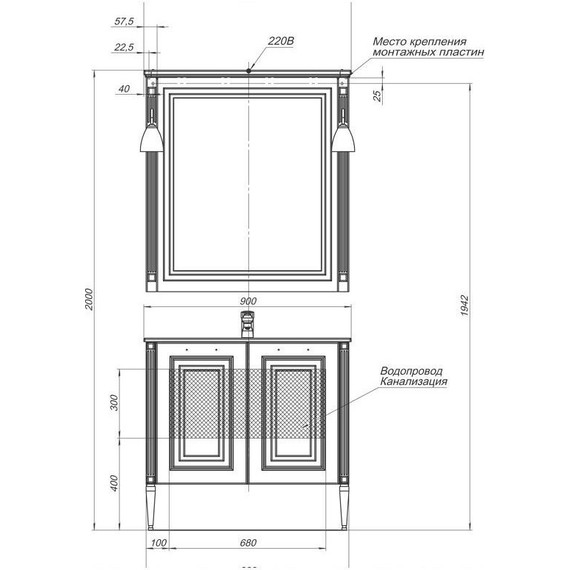 Тумба напольная с раковиной Aquanet Паола 90 см 186116, белый/золото - фото, картинка 11 Тумба напольная с раковиной Aquanet Паола 90 см 186116, белый/золото - фото 11