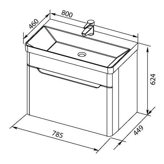 Тумба подвесная с раковиной Aquanet София 80 см 199869, белый - фото 10