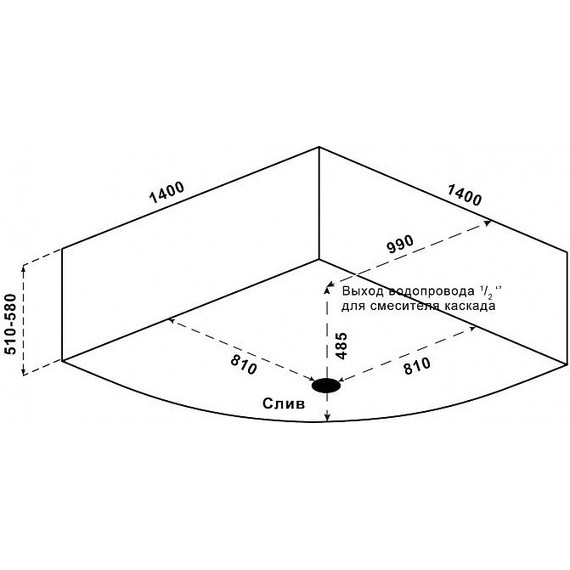 Ванна акриловая Bas Имейджен 140х140 см (на каркасе) - фото 5