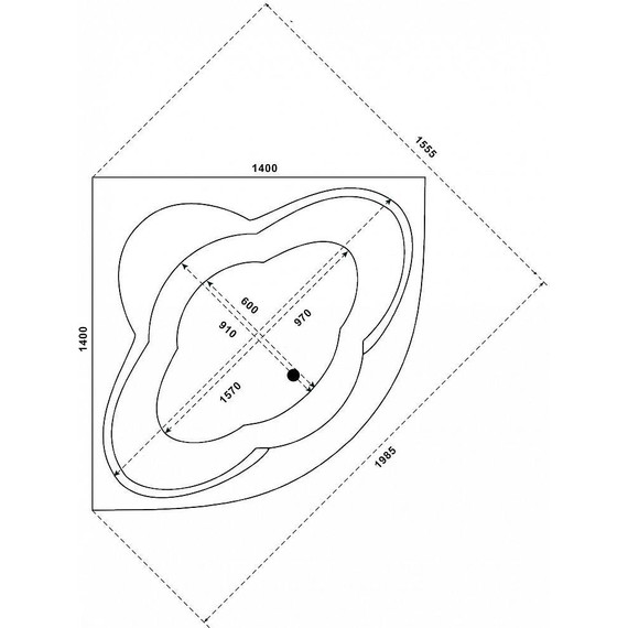 Ванна акриловая Bas Имейджен 140х140 см (на каркасе) - фото 6
