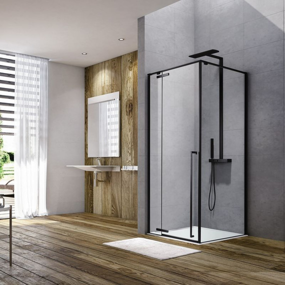 Душевое ограждение Aquanet Ideal AE-AXC10MB-S-B 100x100 см (стекло 8 мм), чёрный/прозрачное - фото 3