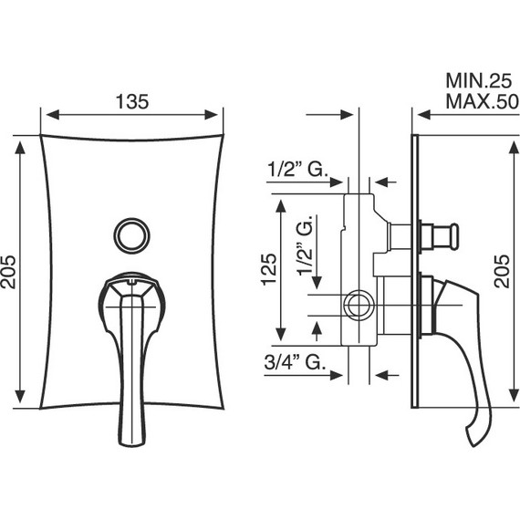 Смеситель для ванны Emmevi Ares CR76019 - фото 2