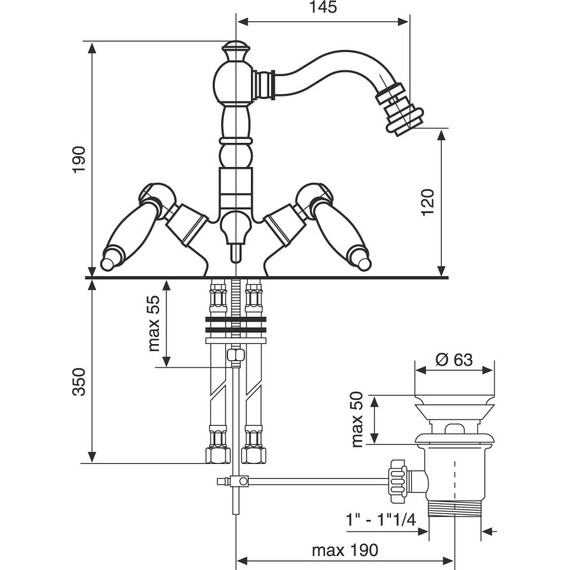 Смеситель для биде Emmevi Deco Ceramic OR121614, золото - фото 2