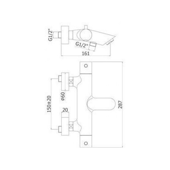 Смеситель для ванны с термостатом Paffoni Light LIQ022NO, чёрный матовый - фото 4
