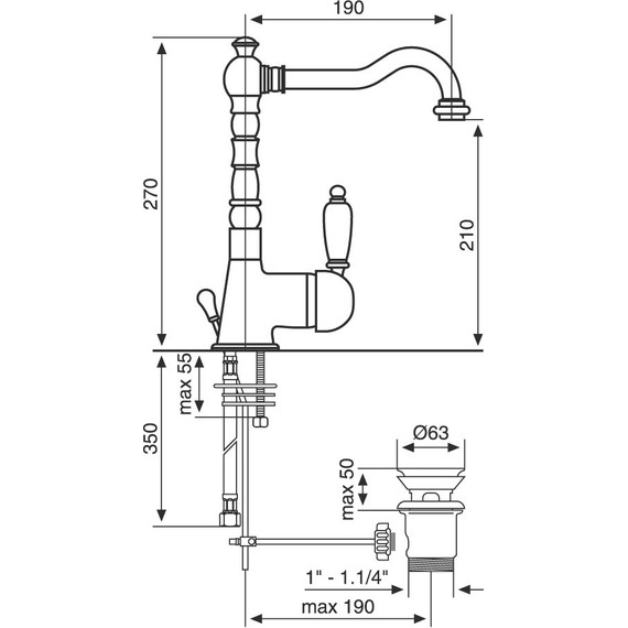 Смеситель для раковины Emmevi Laguna OR40513, золото - фото 2