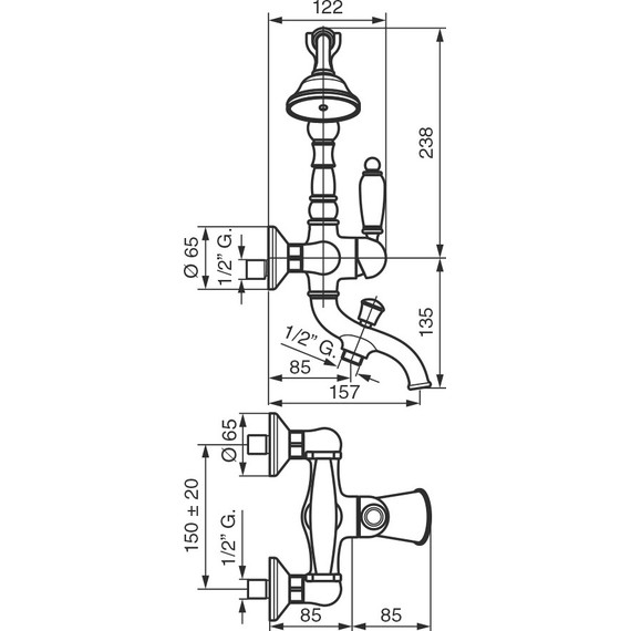 Смеситель для ванны Emmevi Laguna СR40011 - фото 2