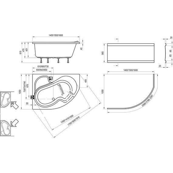 Ванна акриловая Ravak Rosa I 140х105 см CI01000000 L, Размер - мм: 1400х1050 - фото, картинка 10 Ванна акриловая Ravak Rosa I 140х105 см CI01000000 L, Размер - мм: 1400х1050 - фото 10