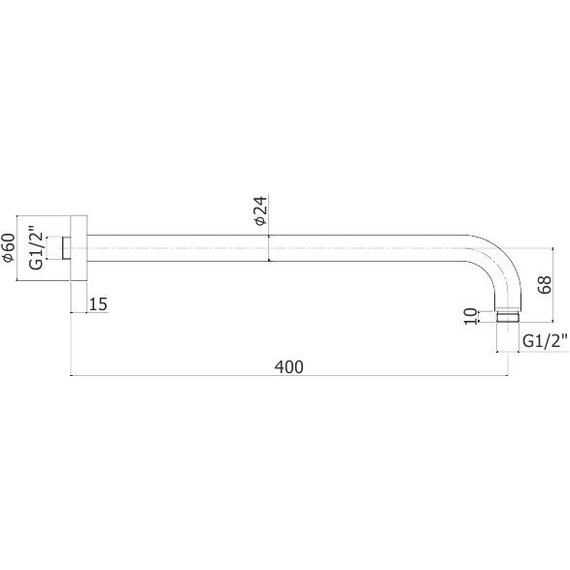 Кронштейн стеновой для верхнего душа Paffoni Rock 400 мм ZSOF034NO, чёрный матовый - фото 2