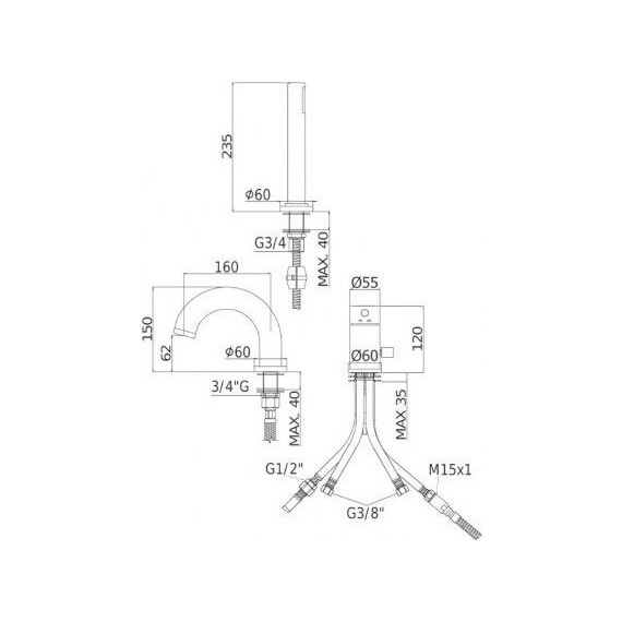 Смеситель для ванны Paffoni Light LIG047NO, чёрный матовый - фото 4