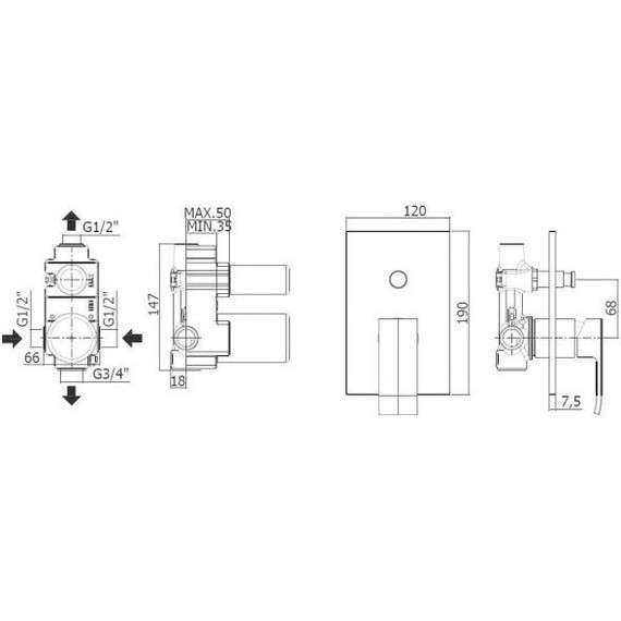Смеситель для ванны Paffoni Elle EL015NO/M, чёрный матовый - фото 2
