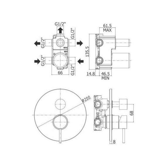 Смеситель для ванны Paffoni Light LIG019NO, чёрный матовый - фото 3