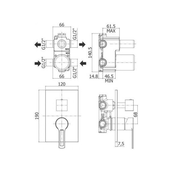 Смеситель для ванны Paffoni Ringo RIN018NO/M, чёрный матовый - фото 2