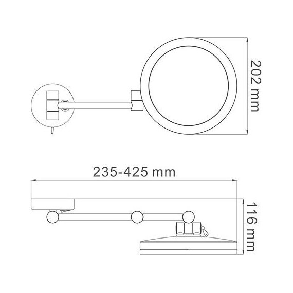 Зеркало косметическое настенное WasserKraft K-1004BLACK, цвет чёрный - фото 9