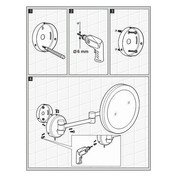 Зеркало косметическое настенное WasserKraft K-1004BLACK, цвет чёрный - фото 8