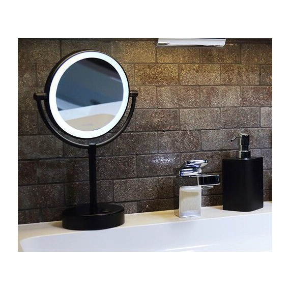 Зеркало косметическое настольное WasserKraft K-1005BLACK, цвет чёрный - фото 2