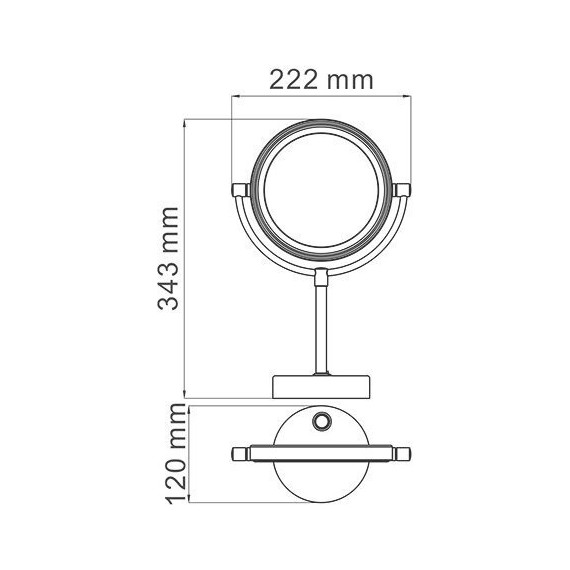 Зеркало косметическое настольное WasserKraft K-1005BLACK, цвет чёрный - фото 3