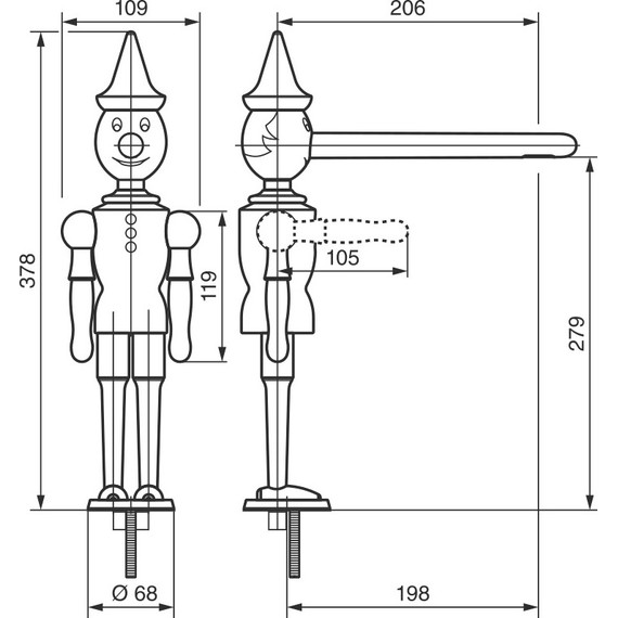 Смеситель для кухни Emmevi Pinocchio LC1887, дерево - фото 2