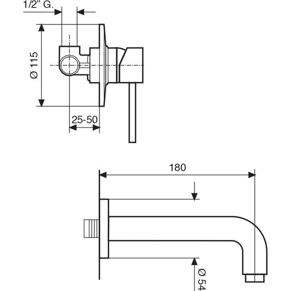Смеситель для раковины настенный Emmevi Piper OR45055, золото - фото 2