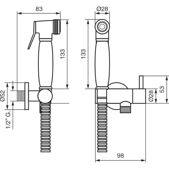 Набор для гигиенического душа Emmevi CO132 без смесителя (на 1 воду) хром/золото - фото 2