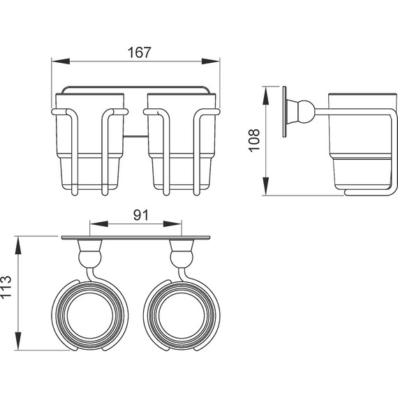 Стакан двойной для зубных щеток Timo Nelson 160032/02, цвет антик - фото 2