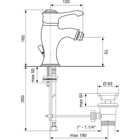 Смеситель для биде Emmevi Tiffany BR6004, бронза - фото 2