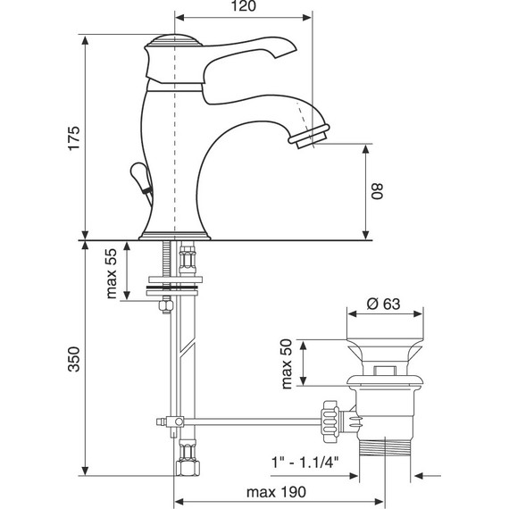 Смеситель для раковины Emmevi Tiffany BR6003, бронза - фото 2