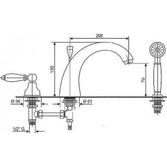 Смеситель для ванны Emmevi Tiffany CR60120 - фото 2