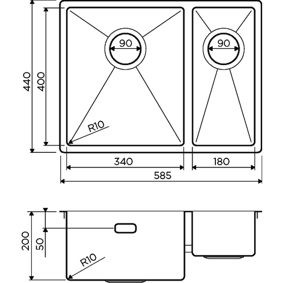 Кухонная мойка Omoikiri Taki 58-2-U/IF IN-R (4993767) 1,2 мм, нержавеющая сталь - фото 3