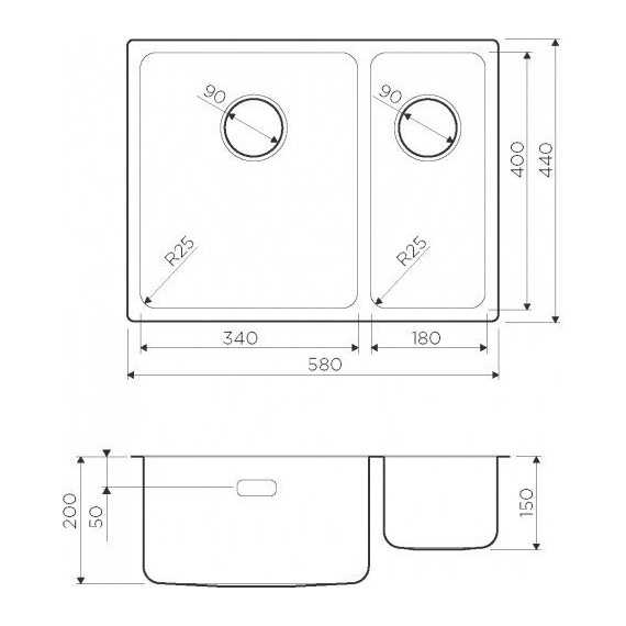 Кухонная мойка Omoikiri Tadzava 58-2-U/IF IN-L (4993774) 1,0 мм, нержавеющая сталь, Цвет производителя: нержавеющая сталь - фото 4