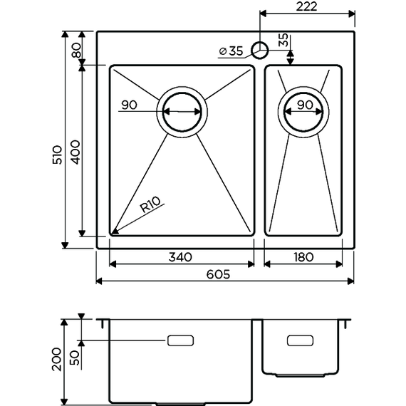Кухонная мойка Omoikiri Akisame 60-2 IN-L (4993775) 1,2 мм, нержавеющая сталь - фото 3