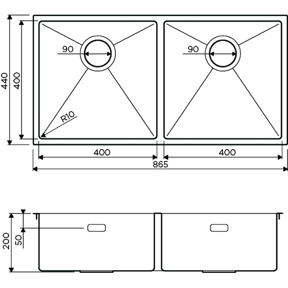 Кухонная мойка Omoikiri Taki 86-2-U/IF LG (4993792) 1,2 мм, светлое золото, Цвет производителя: светлое золото - фото 2