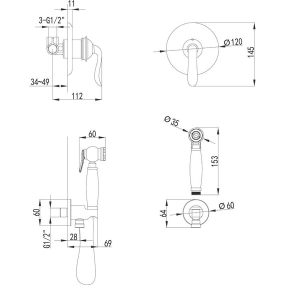 Набор для гигиенического душа Lemark Brava LM4719G, золото - фото 3