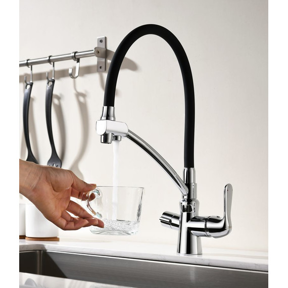 Смеситель для кухни Lemark Comfort LM3070C, хром/черный - фото 2