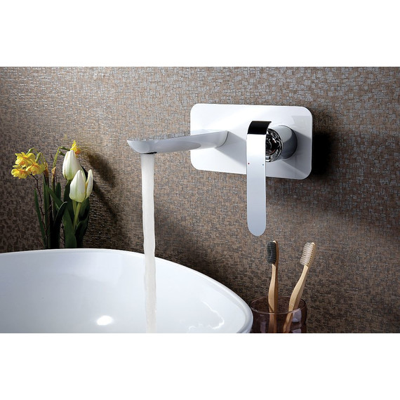 Смеситель для раковины настенный Lemark Melange LM4926CW, хром/белый - фото 6