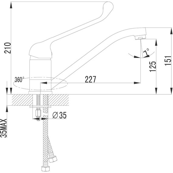 Смеситель для кухни/раковины с локтевой (хирургической) ручкой Lemark Project LM4604C - фото 3