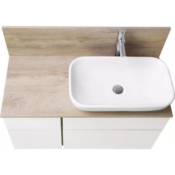 Тумба подвесная со столешницей Акватон Мишель 100 см 1A244101MIX40, белый софт/дуб эндгрейн (столешница ДСП) - фото 5