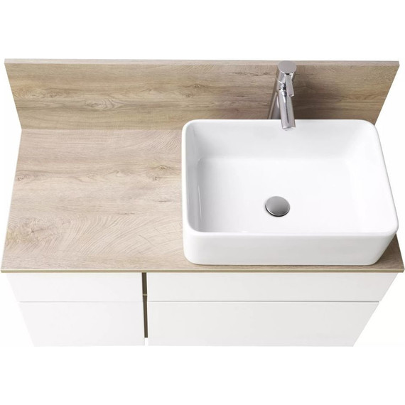 Тумба подвесная со столешницей Акватон Мишель 100 см 1A244101MIX40, белый софт/дуб эндгрейн (столешница ДСП) - фото 6