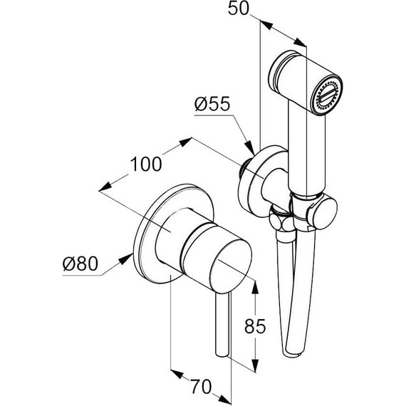 Набор для гигиенического душа Kludi Bozz 389983976, черный - фото 2