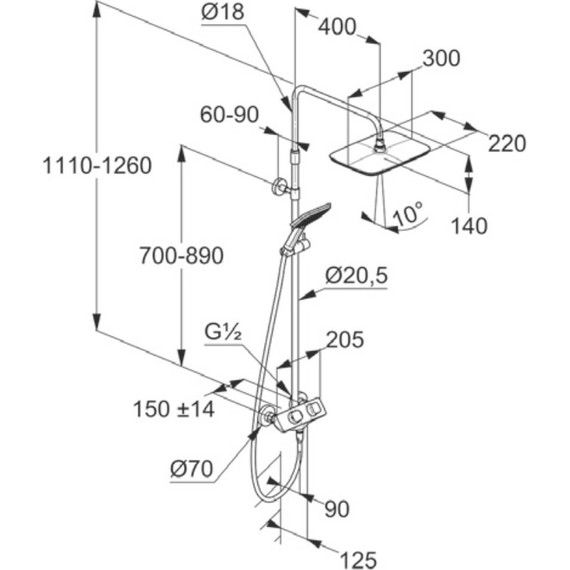 Душевая стойка с термостатом Kludi Cockpit Explorer 8005005-00 - фото, картинка 5 Душевая стойка с термостатом Kludi Cockpit Explorer 8005005-00 - фото 5