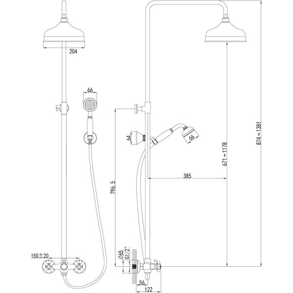 Душевая стойка Lemark Vintage LM2860B, бронза - фото, картинка 4 Душевая стойка Lemark Vintage LM2860B, бронза - фото 4