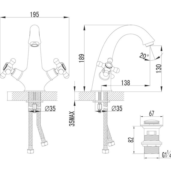Смеситель для раковины Lemark Vintage LM2806B, бронза - фото 8