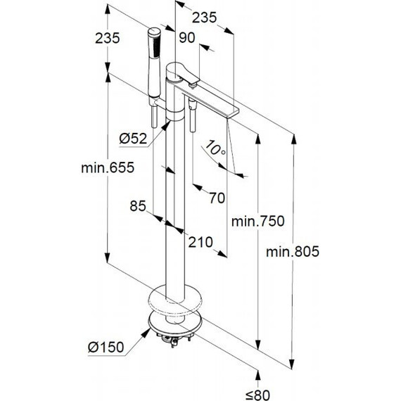 Смеситель для ванны Kludi Zenta SL 485900565 - фото 4