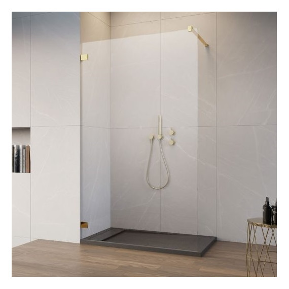 Душевая перегородка Radaway Essenza Pro 8 Gold Walk-in 55х200 см 1012055-09-01 (стекло 8 мм), золото/прозрачное - фото 