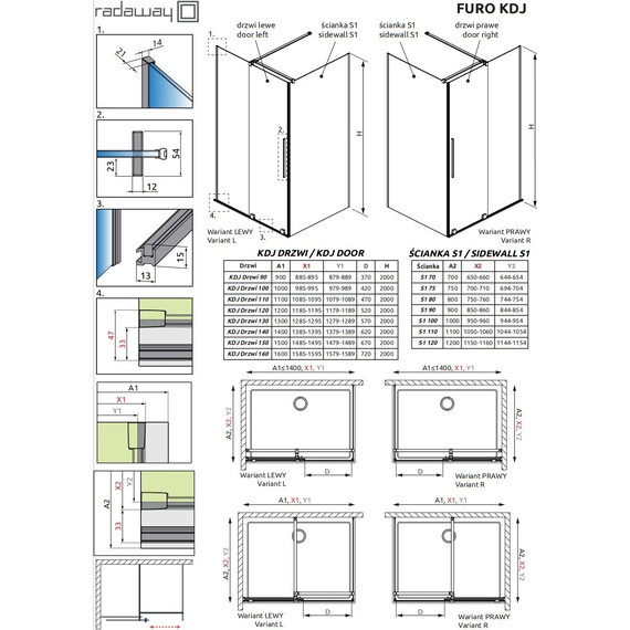 Душевое ограждение Radaway Furo KDJ 100х80 см R (стекло 8 мм), хром/прозрачное - фото 5
