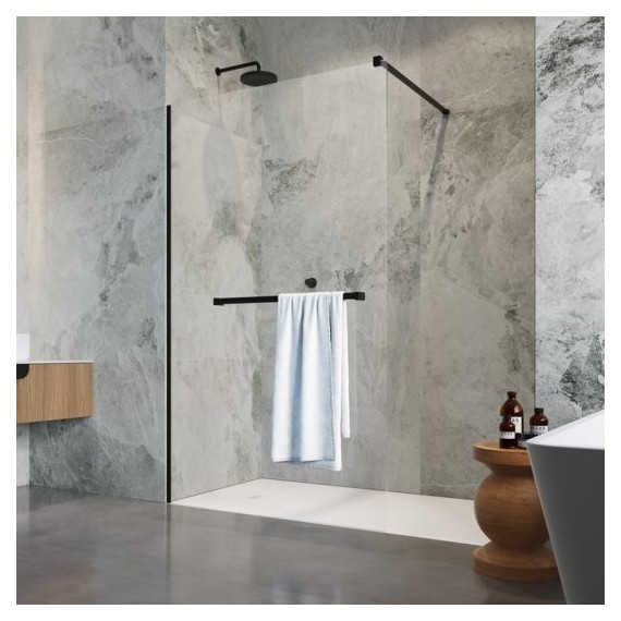 Душевая перегородка Radaway Modo New Black II 155х200 см 389155-54-01W (стекло 8 мм) с полотенцедержателем, черный/прозрачное - фото 