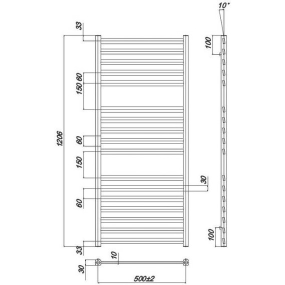 Полотенцесушитель водяной Ravak Degree П17 500х1200 мм X04000083667 - фото 3