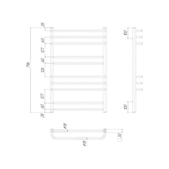 Полотенцесушитель водяной Ravak Cube П10 500х800 мм X04000083668 - фото 4