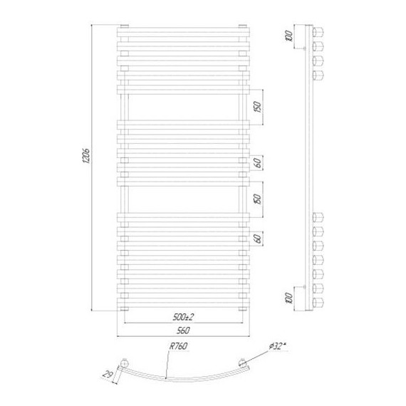 Полотенцесушитель водяной Ravak Elegance П17 500х1200 мм X04000083677 - фото 5